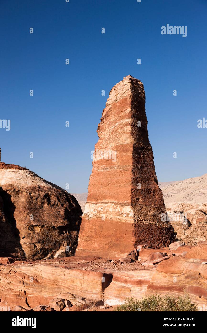 Petra, Obelisk columns, near the high place of sacrifice, mountain top, Jordan, middle east, Asia Stock Photo