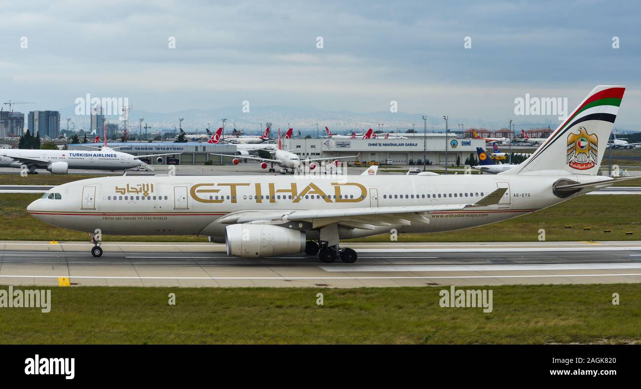 Etihad Airways Airbus A330 taxiing at OR Tambo International