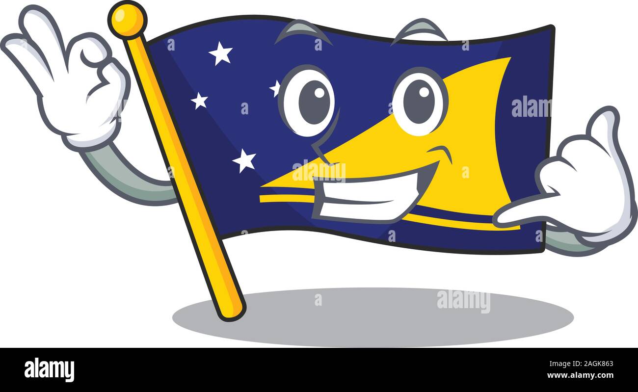 Call me cute face flag tokelau Scroll mascot cartoon design Stock Vector