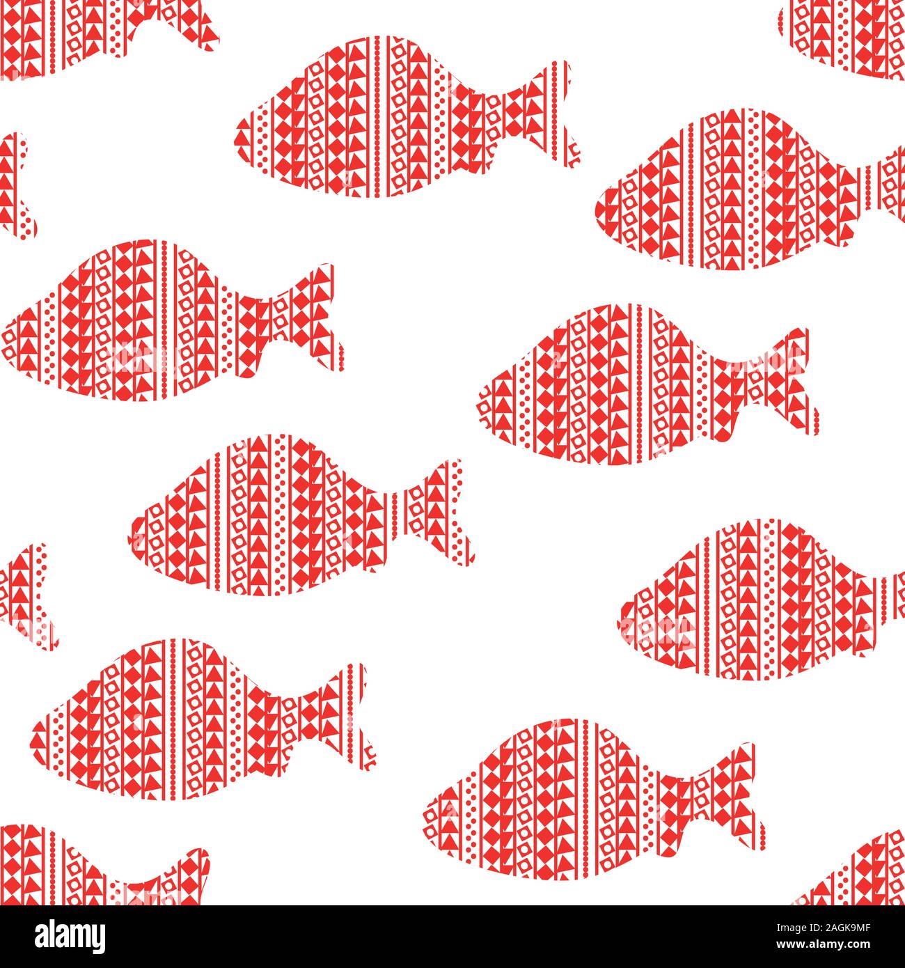 seamless vector pattern with fish silhouettes in ugly christmas sweaters Stock Vector