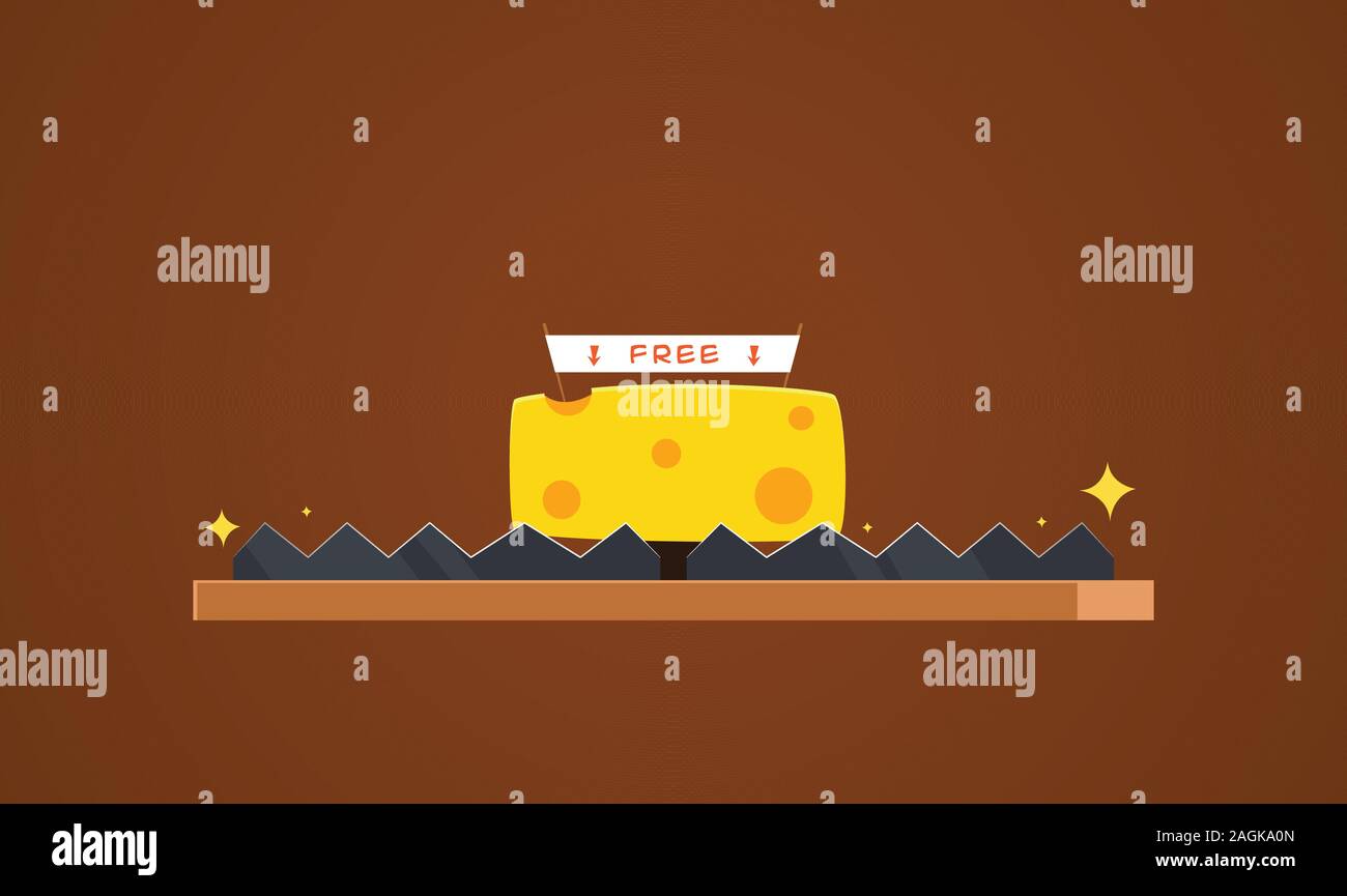 Rat Trap with Big Cheese. Isolated vector Illustration Stock Vector