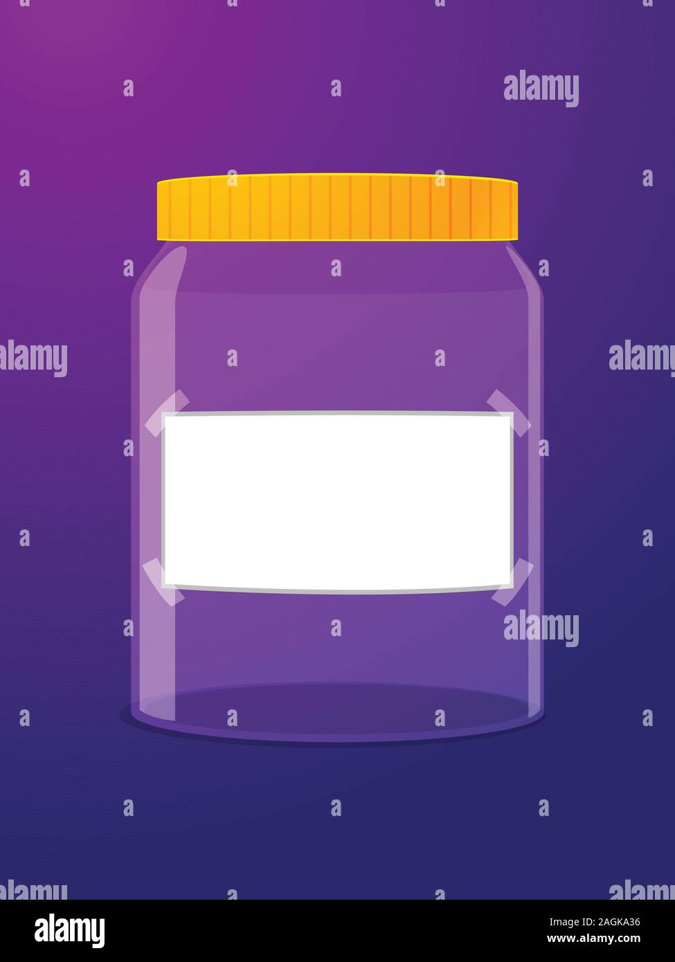 Empty Glass Jar in Purple Background Stock Vector