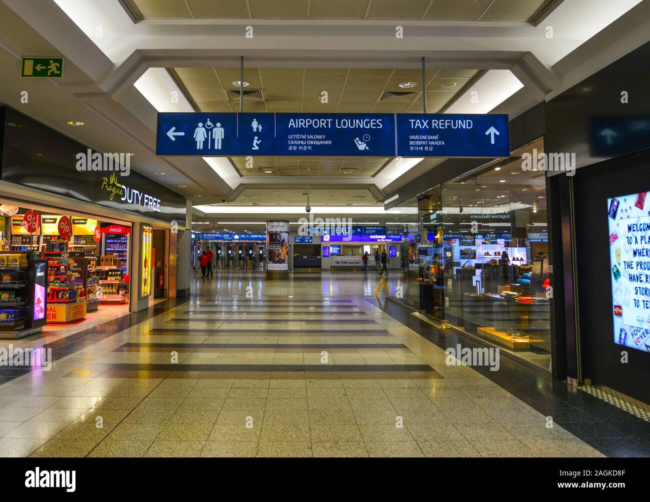 Prague, Czech - Oct 28, 2018. Interior of Vaclav Havel Airport Prague (PRG). The airport serves Czech capital and is a key hub for flights in and out Stock Photo