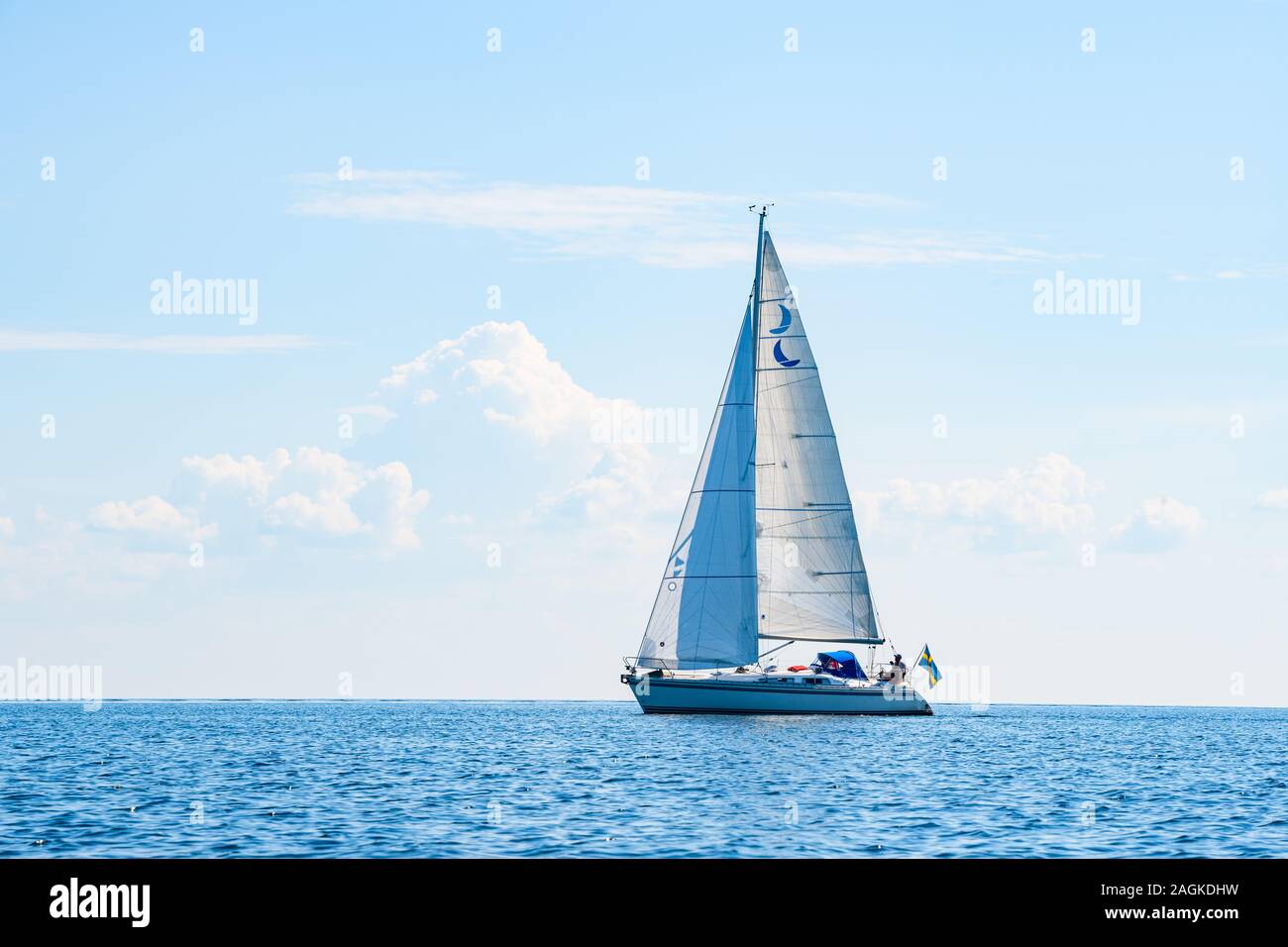 Sailing on Lake Vänern on a sunny swedish summer day Stock Photo