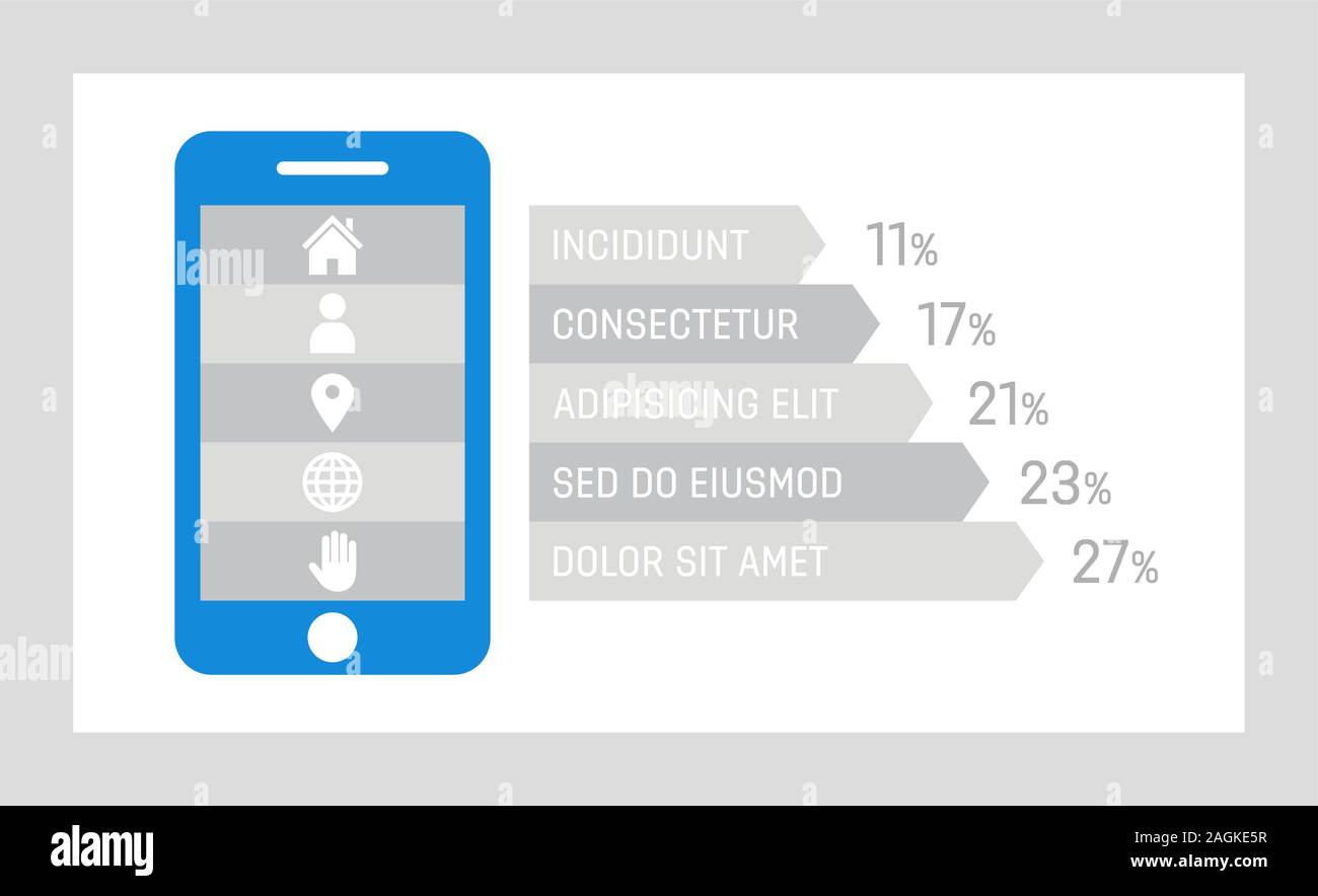 Set of blue elements for infographic presentation slides with charts ...
