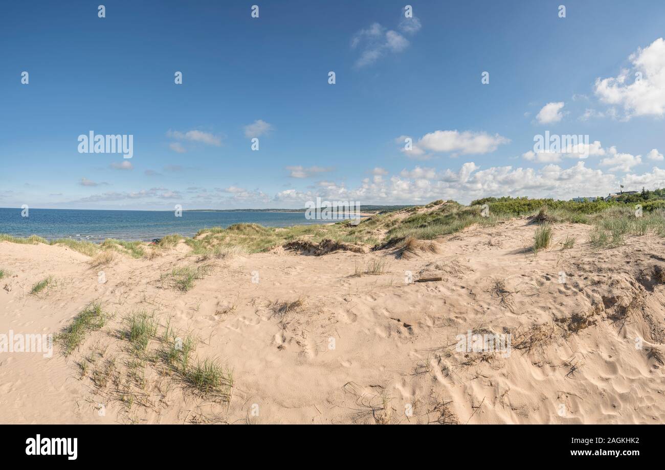 Sand dunes and empty beach at Tylosand, Halmstad, Halland, Sweden, Scandinavia Stock Photo