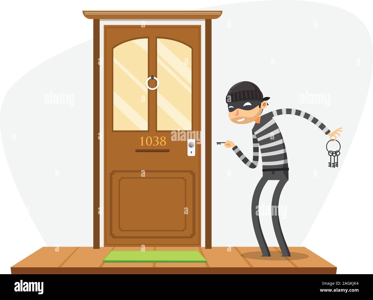 A thief is trying to open the door. Isolated Vector Illustration Stock ...