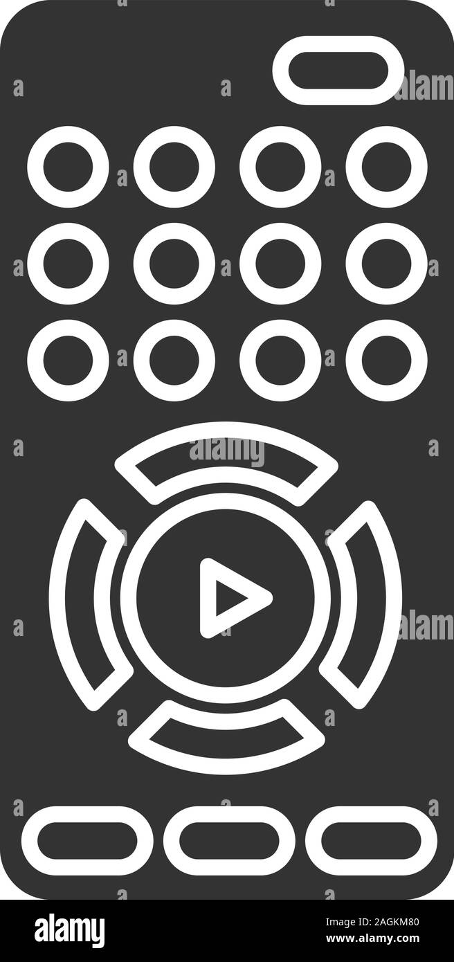 TV remote control glyph icon. Silhouette symbol. Negative space. Vector