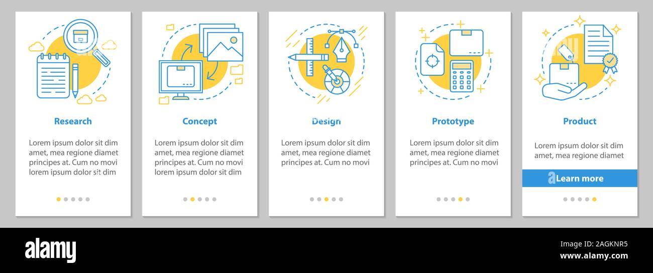 New product launch onboarding mobile app page screen with linear ...