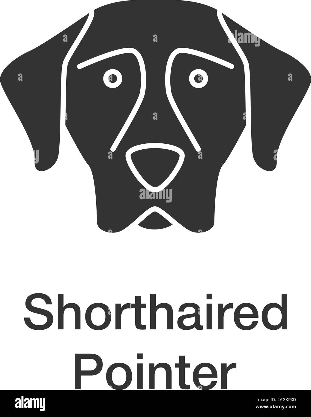 German Shorthaired Pointer glyph icon. Gundog breed. Silhouette symbol. Negative space. Vector isolated illustration Stock Vector