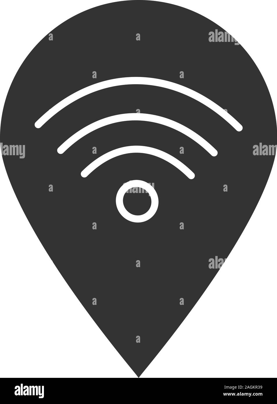 Map pinpoint with wifi signal inside glyph icon. Place with internet ...