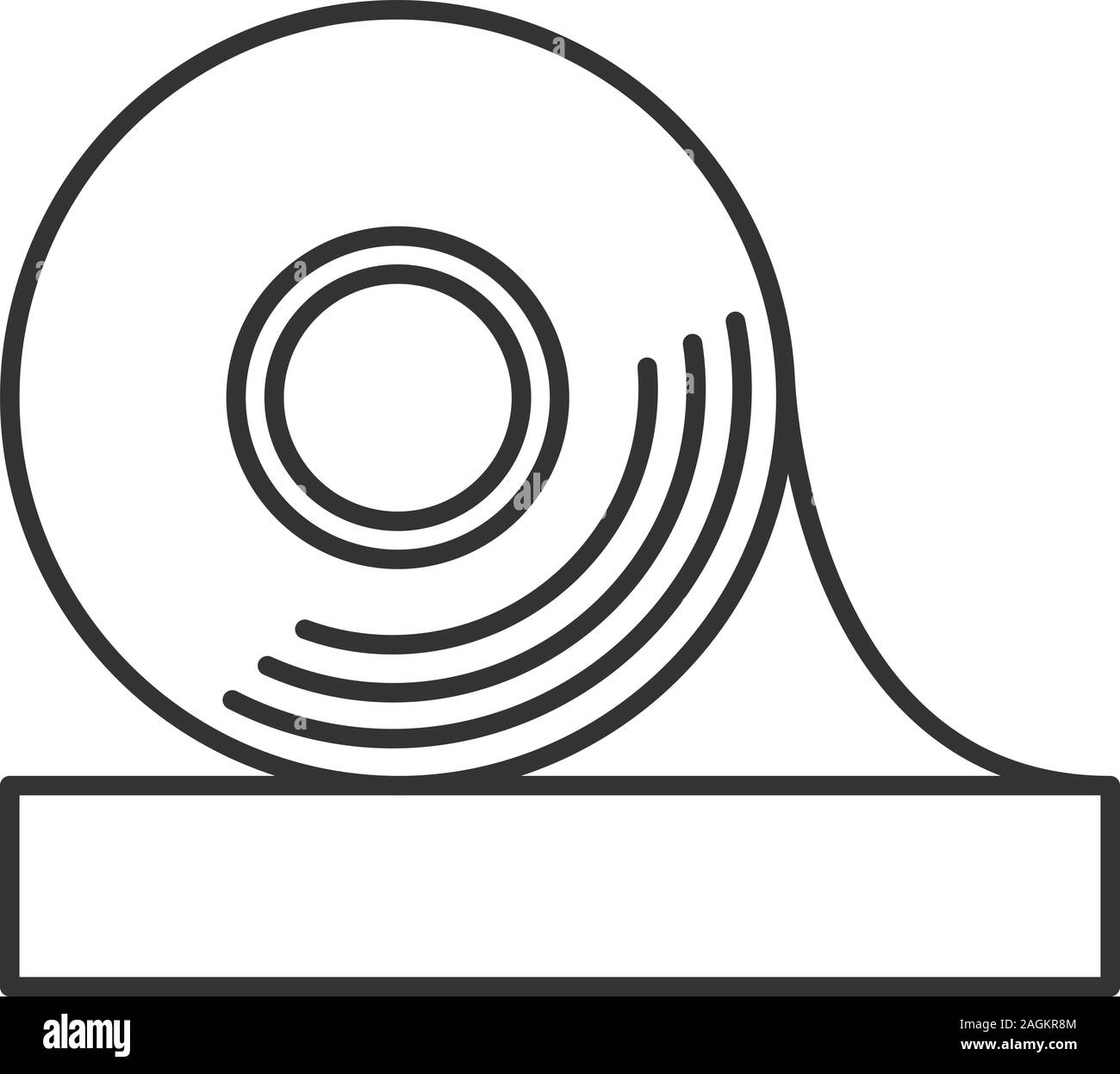 Adhesive tape roll linear icon. Thin line illustration. Insulating and