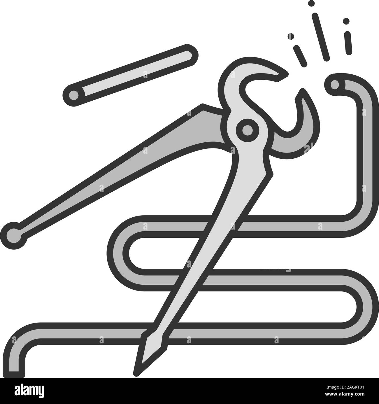 Carpenter's end cutting pliers color icon. Isolated vector illustration