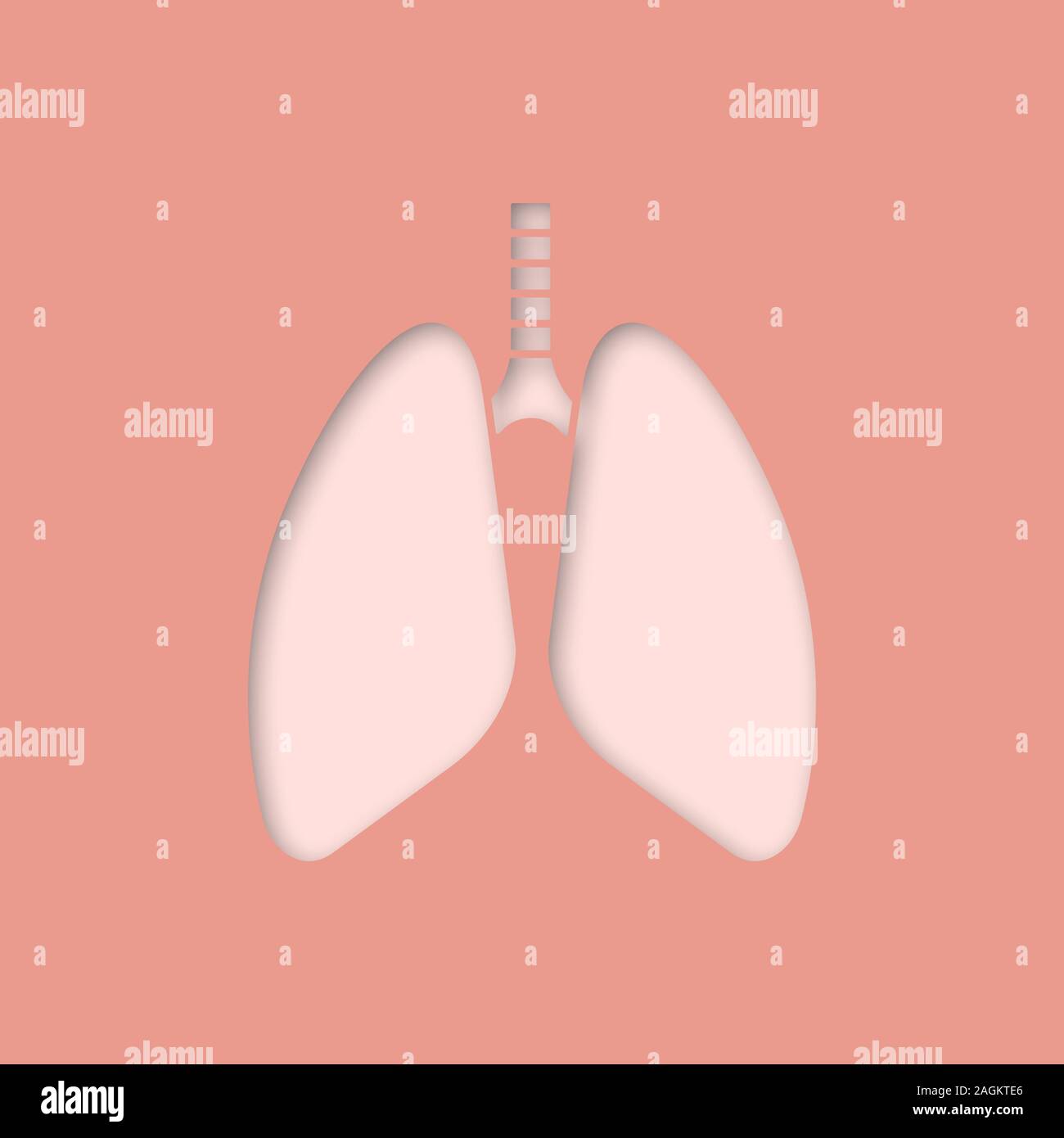 Human lungs paper cut out icon. Respiratory system anatomy. Vector ...