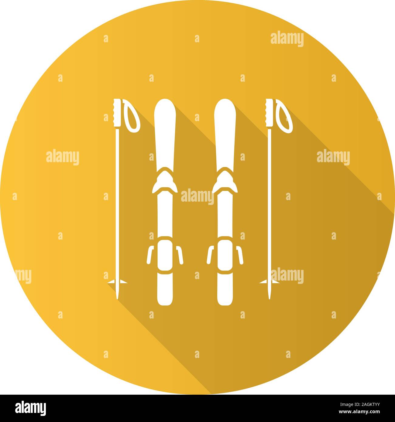 Skiing equipment flat design long shadow glyph icon. Ski boards and ...
