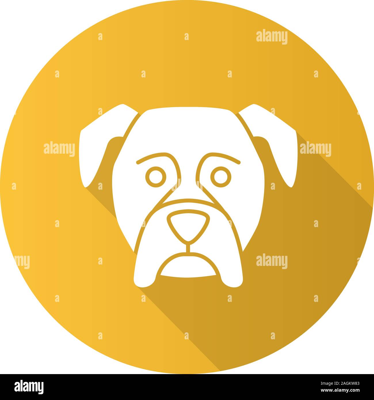 Boxer flat design long shadow glyph icon. Guardian dog breed. Vector ...