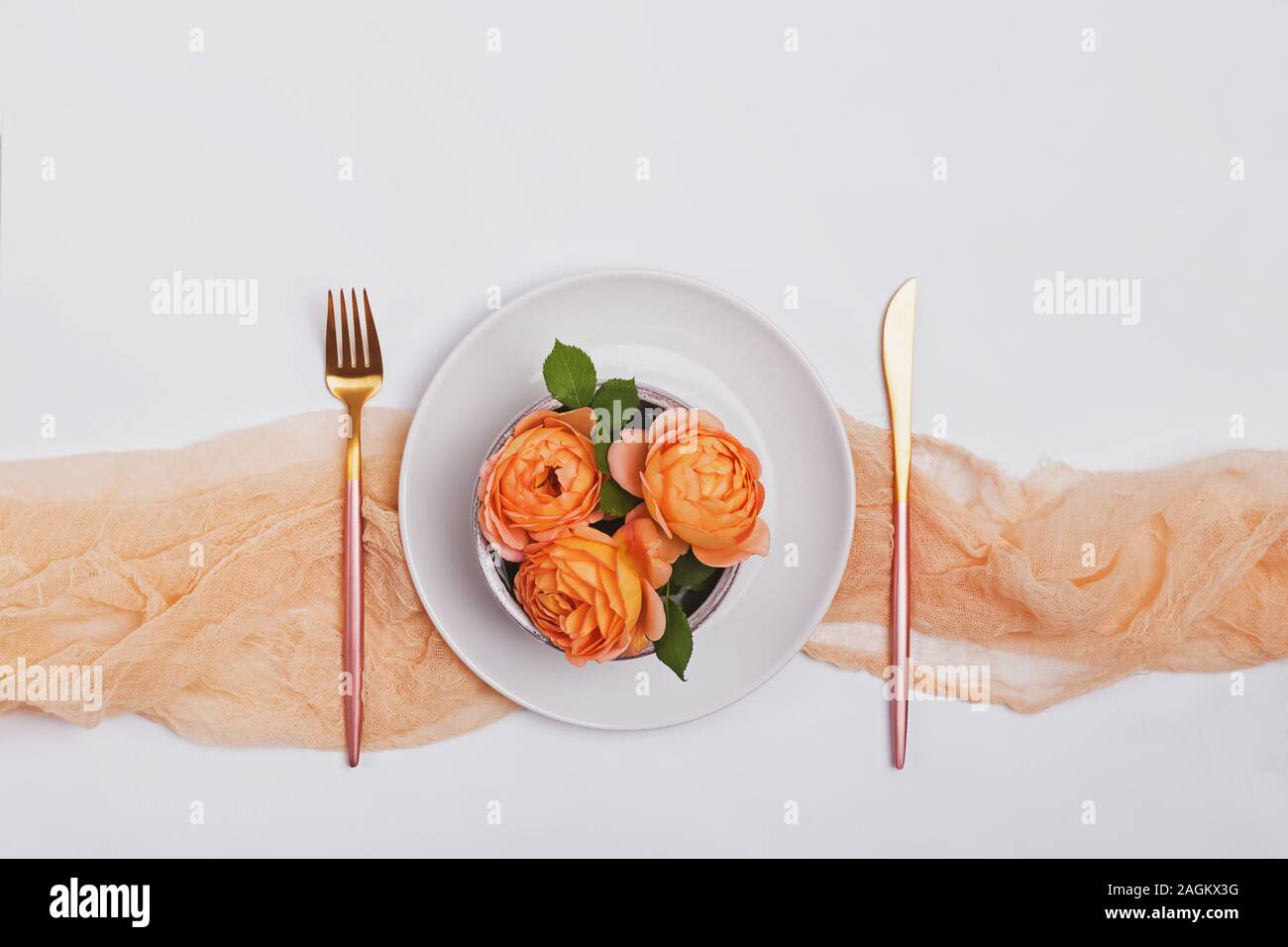 Creative tablesetting for date or wedding Stock Photo