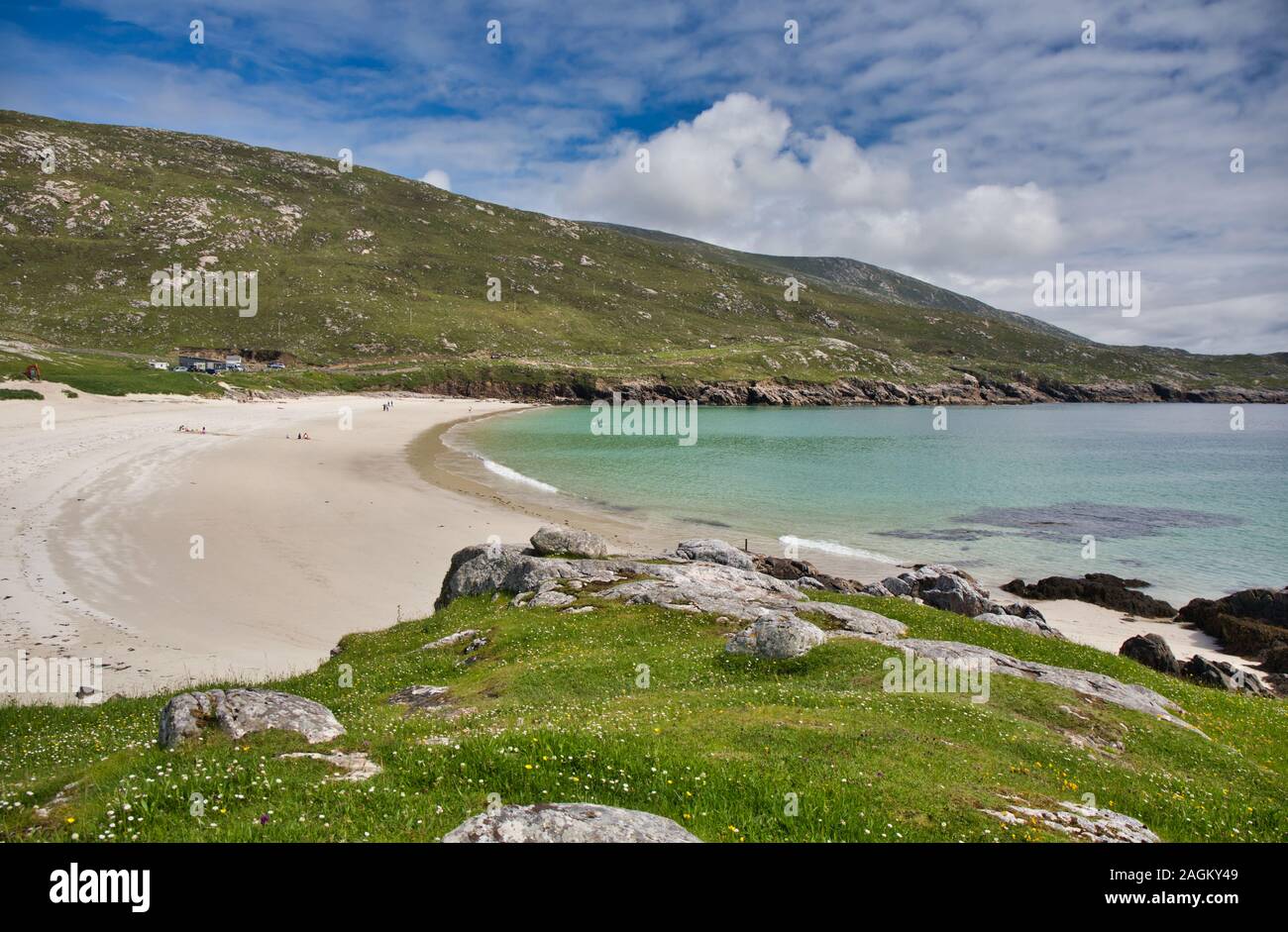 Beach at Hushinish on the remote Atlantic west coast of Isle of Harris, Outer Hebrides, Scotland Stock Photo