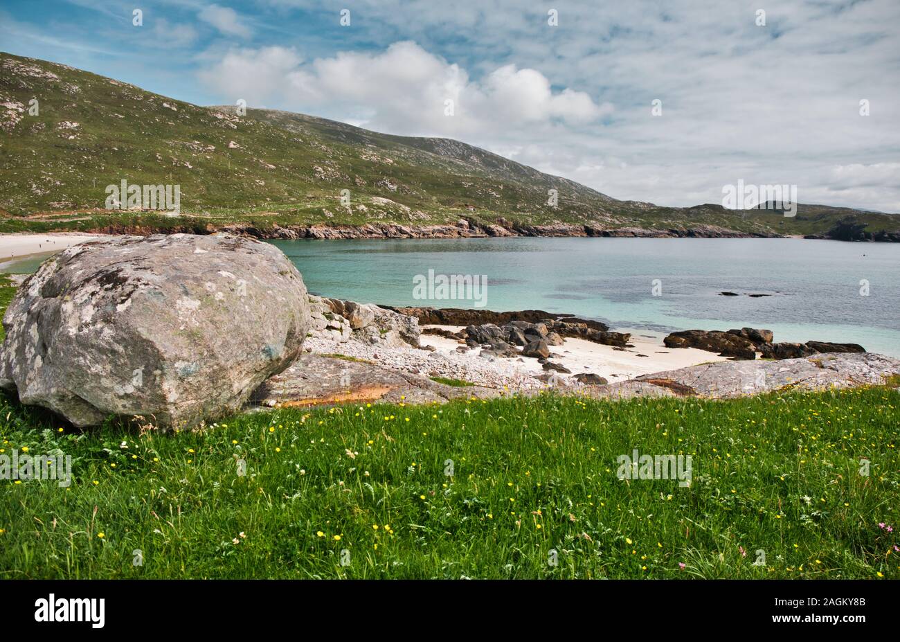 Remote Hushinish on the Atlantic west coast of the Isle of Harris, Outer Hebrides, Scotland Stock Photo
