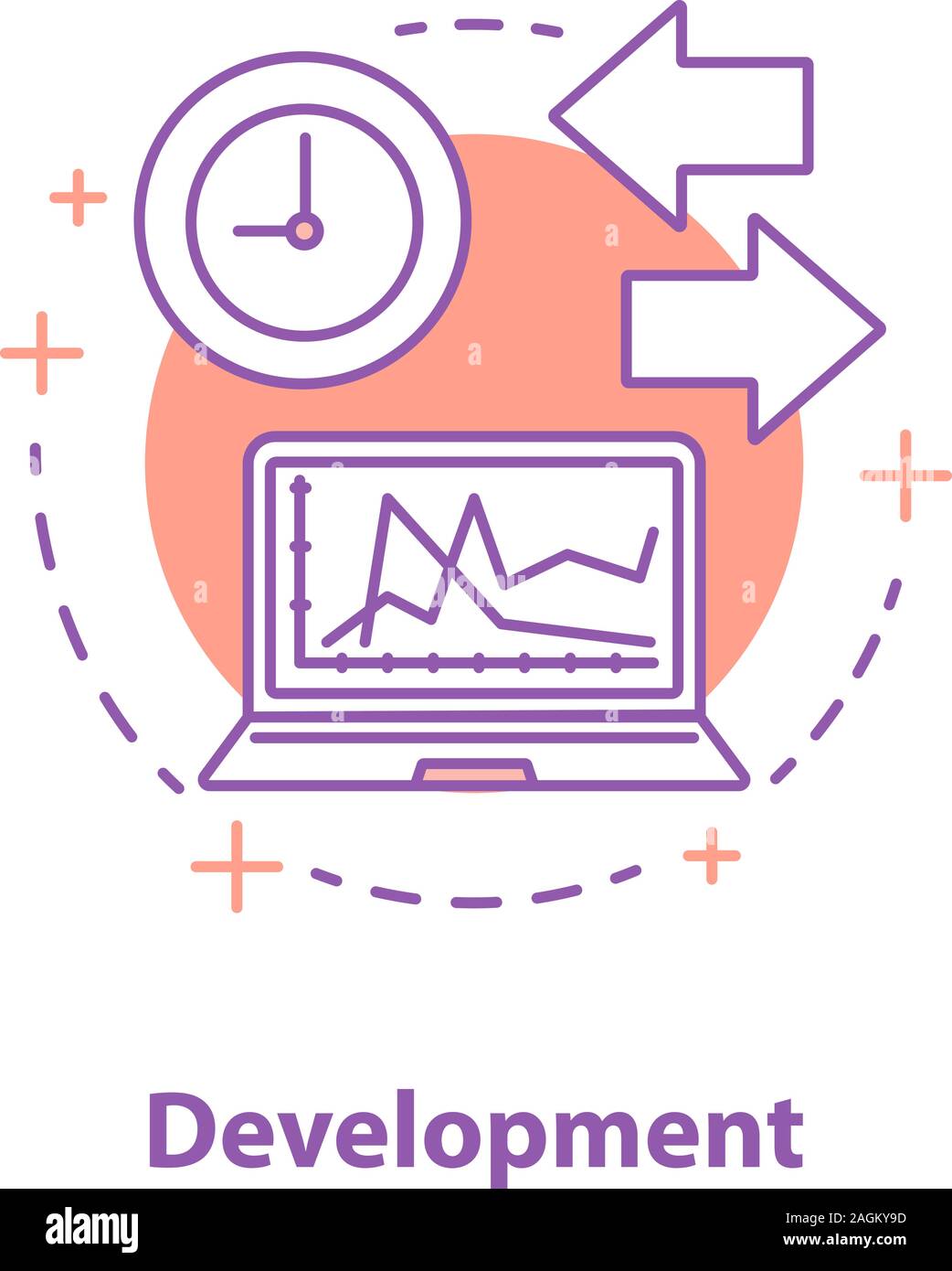 Development concept icon. Product testing idea thin line illustration. Project realization. Vector isolated outline drawing Stock Vector