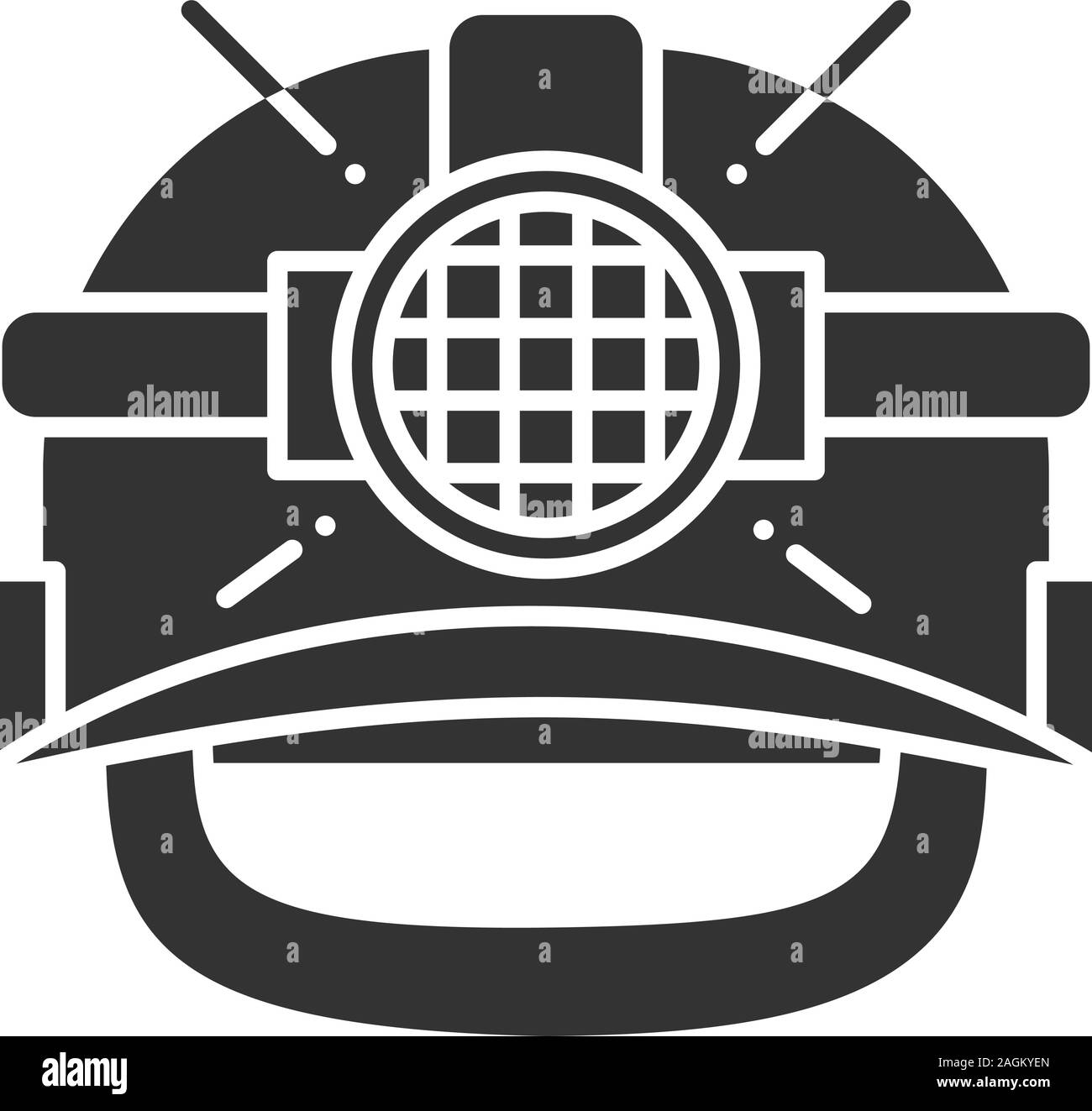 Industrial safety helmet glyph icon 