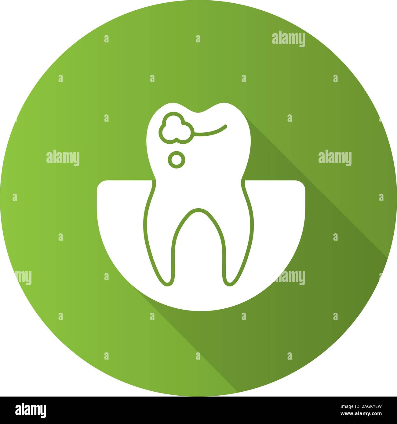 Caries flat design long shadow glyph icon. Sick tooth. Vector ...