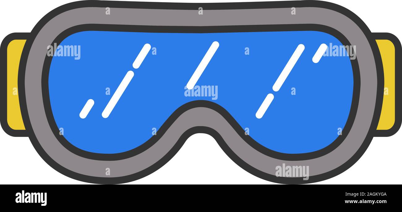 Ski goggles color icon. Snow glasses. Safety eyeglasses. Isolated ...
