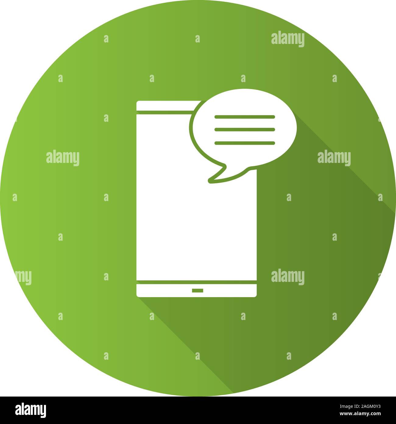 Smartphone With Speech Bubble Flat Design Long Shadow Glyph Icon Sms Notification Message Online Chat Forum Vector Silhouette Illustration Stock Vector Image Art Alamy