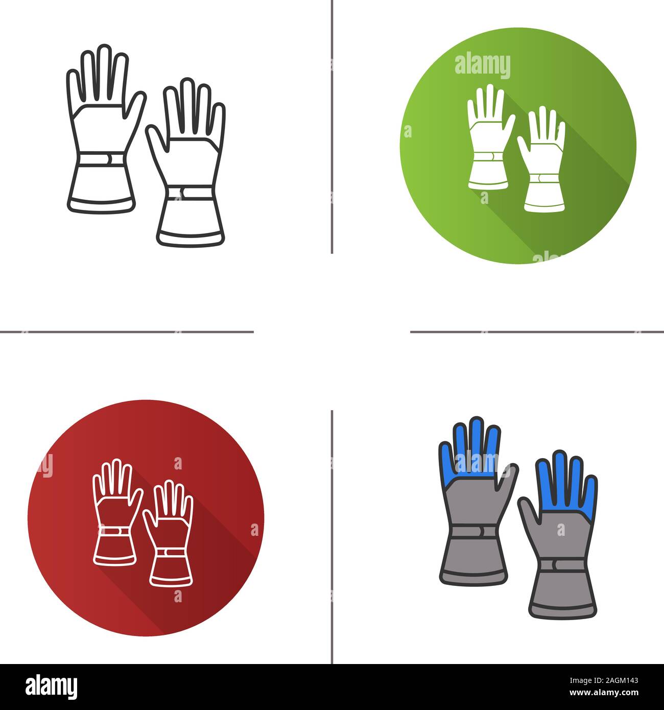Winter ski gloves icon. Snowproof gloves. Flat design, linear and color ...