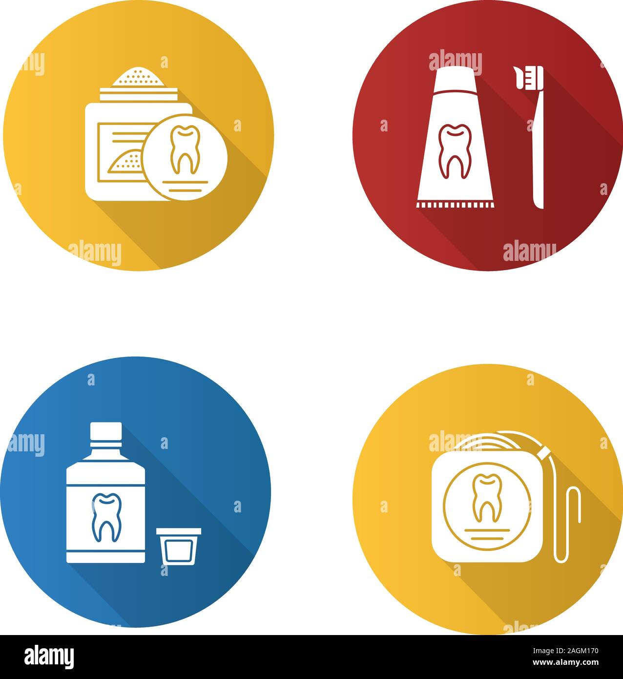 Dentistry flat design long shadow glyph icons set. Stomatology. Tooth ...
