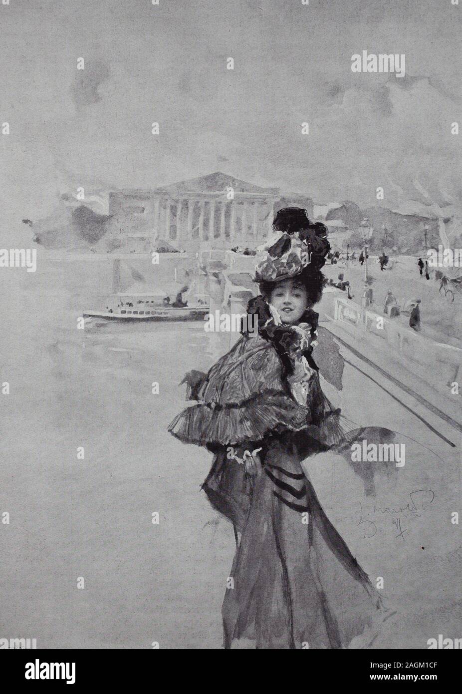 Young woman in posh clothes in Paris, France, original print from the year  1899, Junge Frau in der piekfeinen Kleidung in Paris, Frankreich,  Reproduktion einer Originalvorlage aus dem 19. Jahrhundert, digital  verbessert