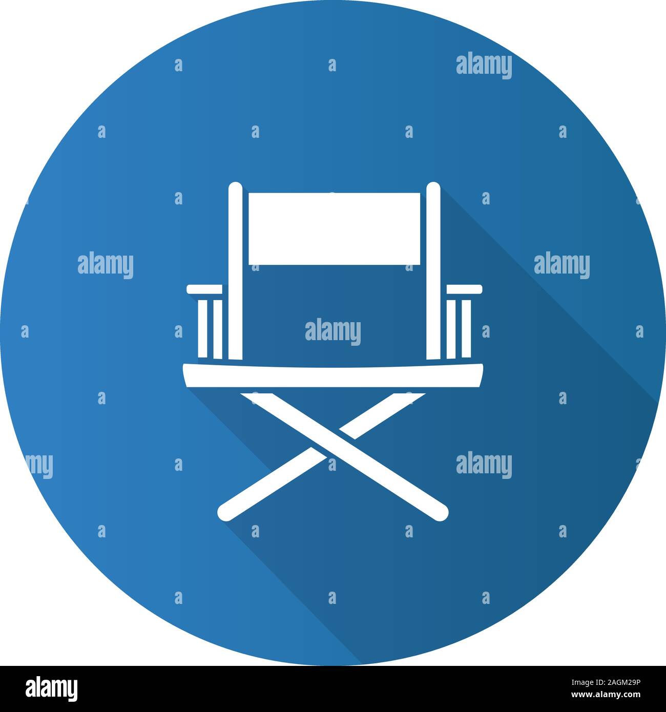 Director's chair flat design long shadow glyph icon. Vector silhouette ...