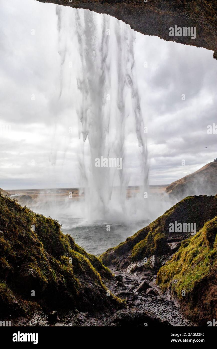 Seljalandsfoss waterfall in Iceland Stock Photo