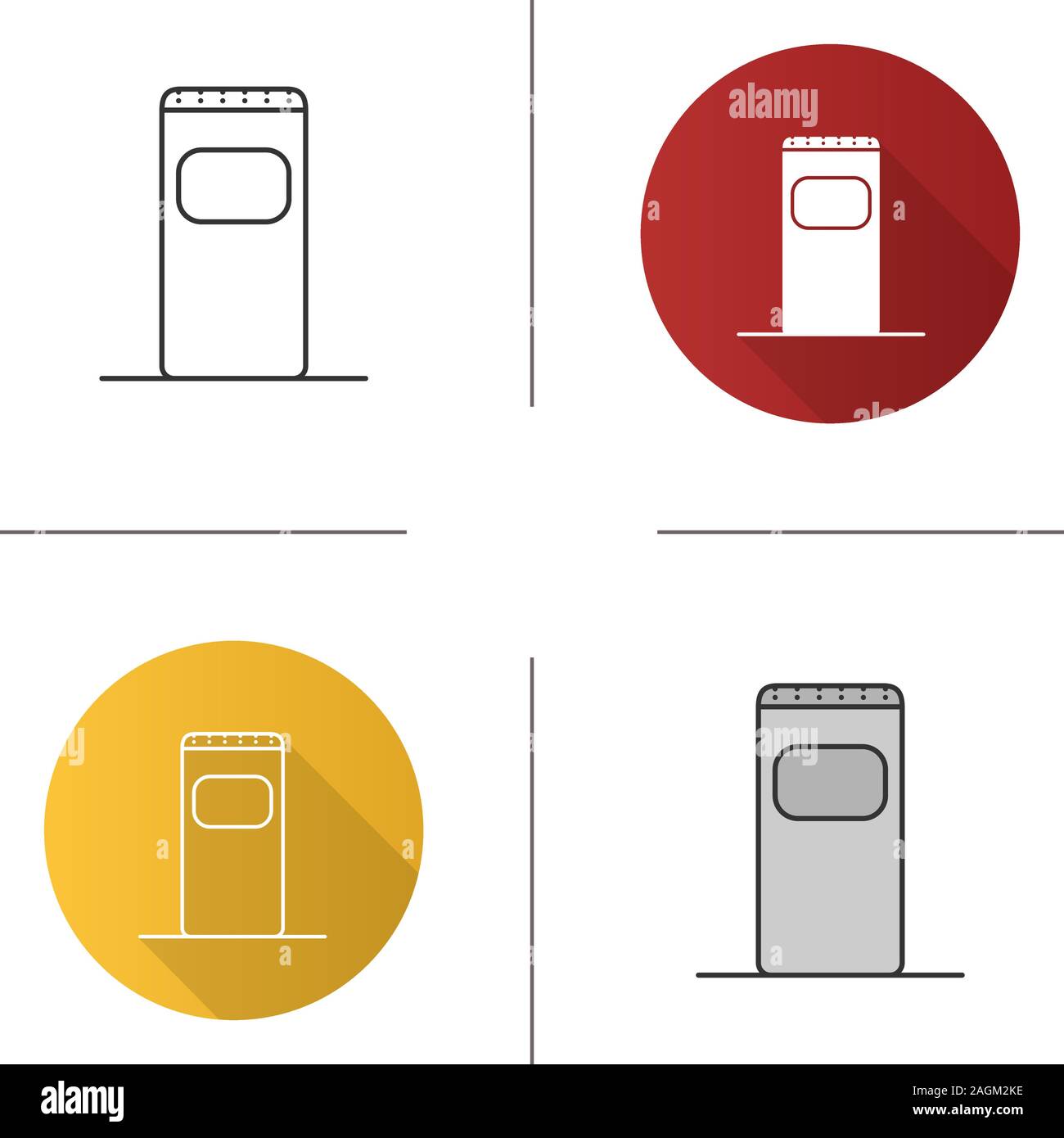 Garbage bin icon. Trash can. Waste container. Flat design, linear and color styles. Isolated vector illustrations Stock Vector