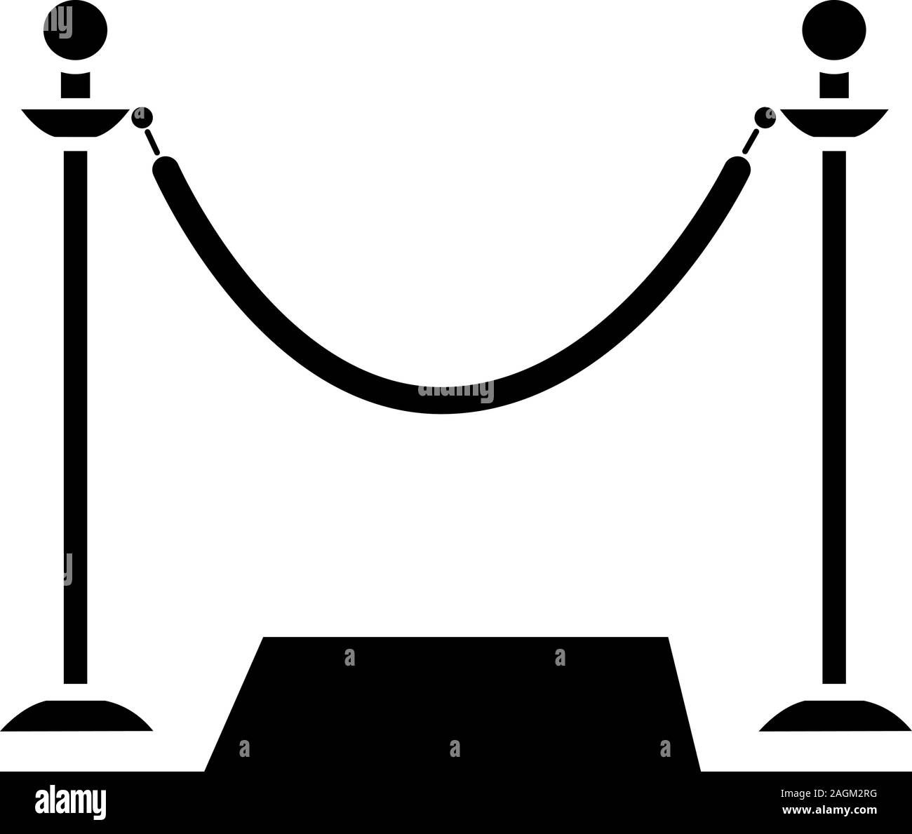 Grand opening ribbon glyph icon. Red carpet. Silhouette symbol