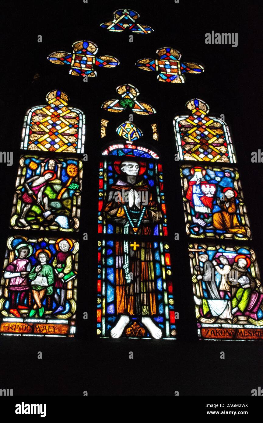 Stained glass windows inside Cathedral of St. John the Baptist, Wroclaw ...