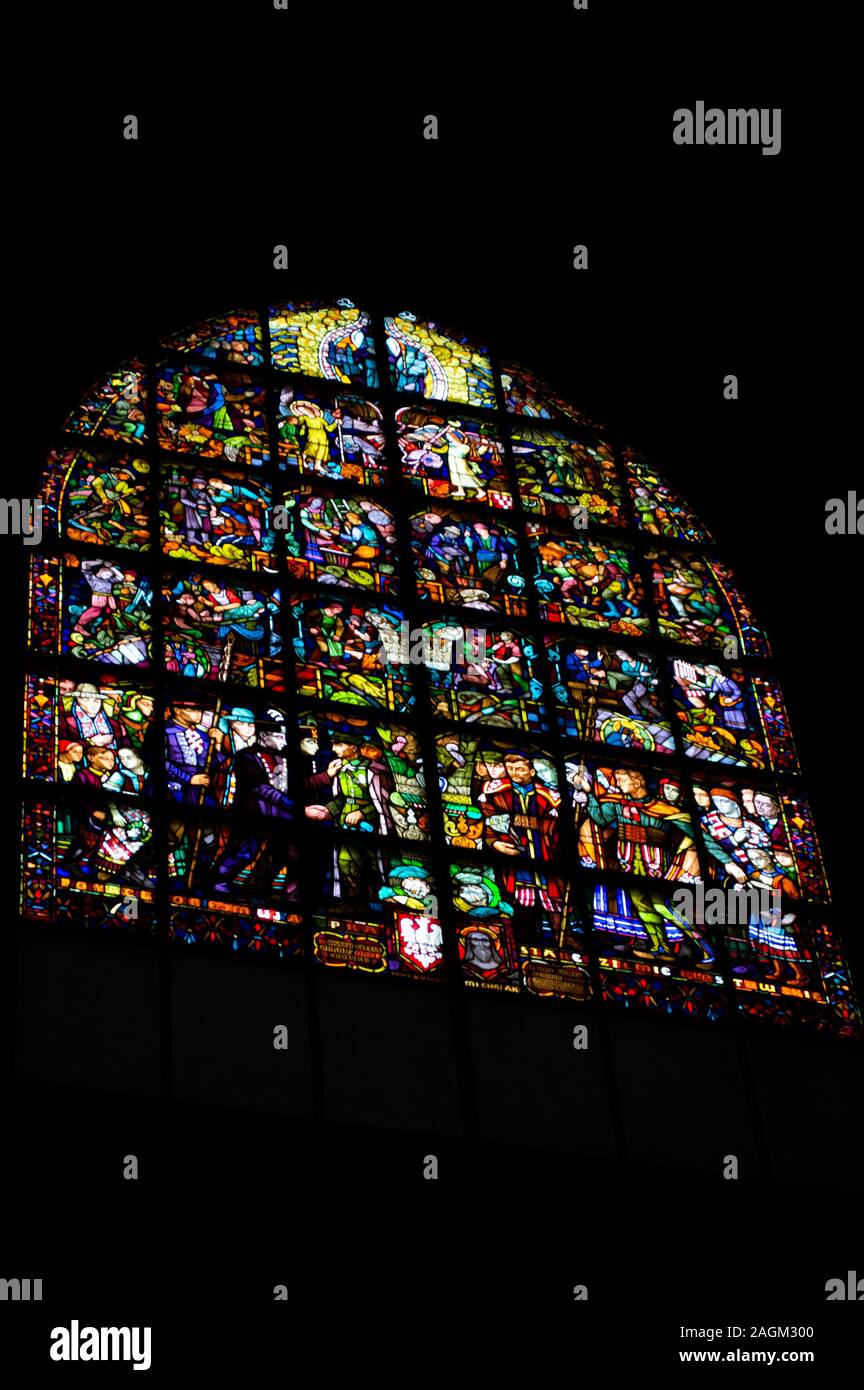 Stained glass windows inside Cathedral of St. John the Baptist, Wroclaw ...