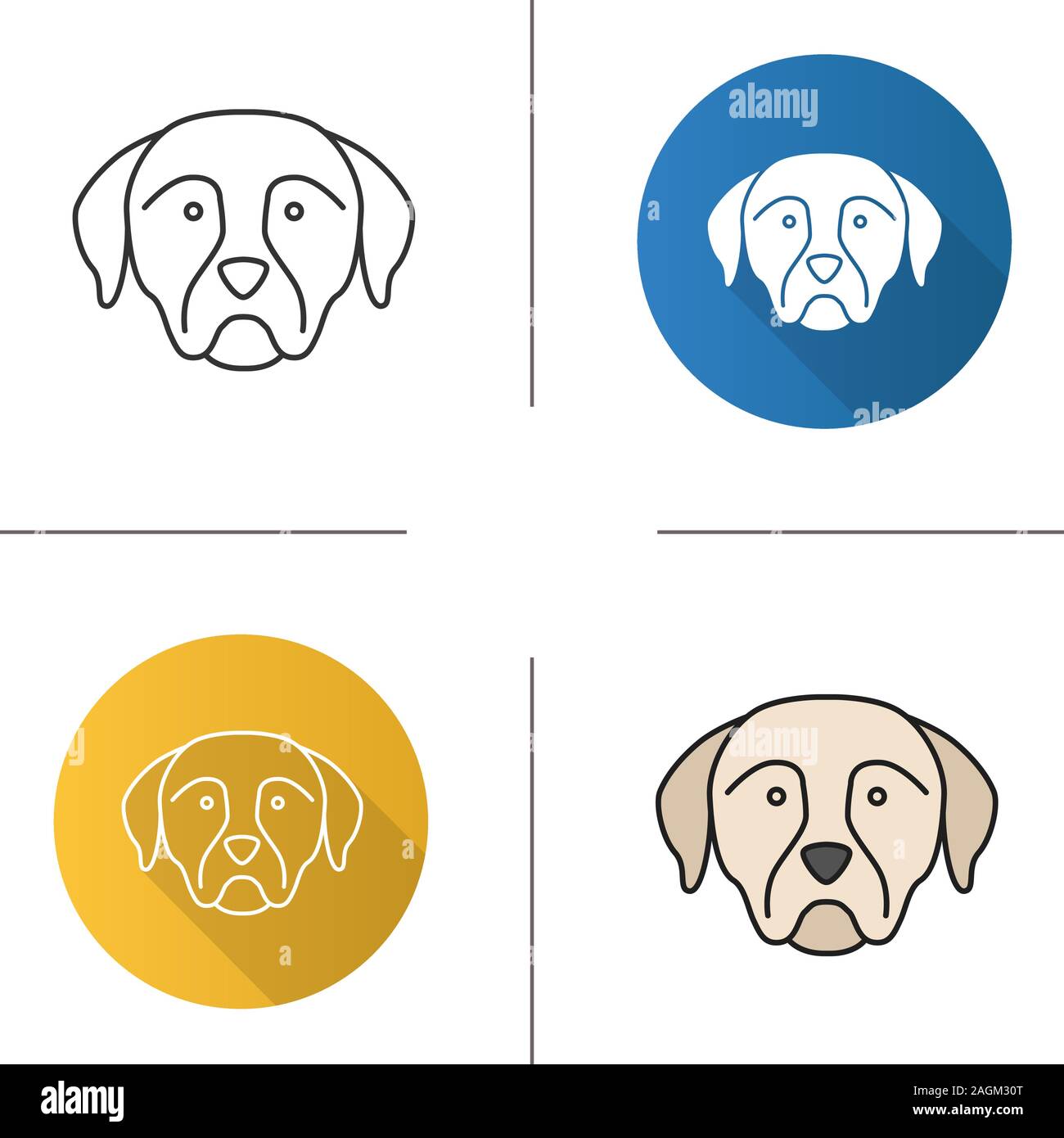 Rottweiler icon. Guardian dog breed. Flat design, linear and color ...