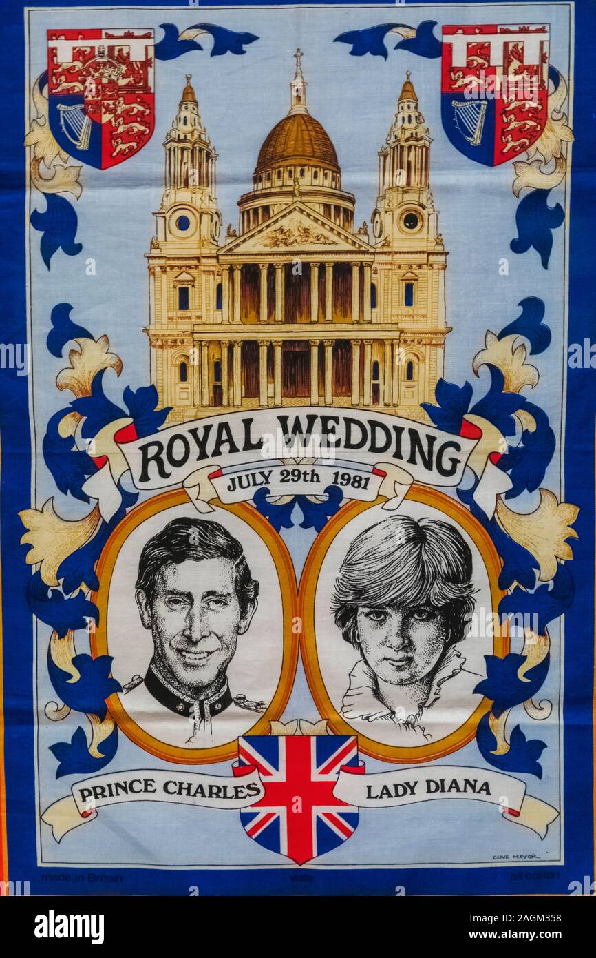 England, London, Trafalgar Square, National Portrait Gallery, Souvenir Poster of The Royal Wedding of Prince Charles and Lady Diana on July 29th 1981 Stock Photo