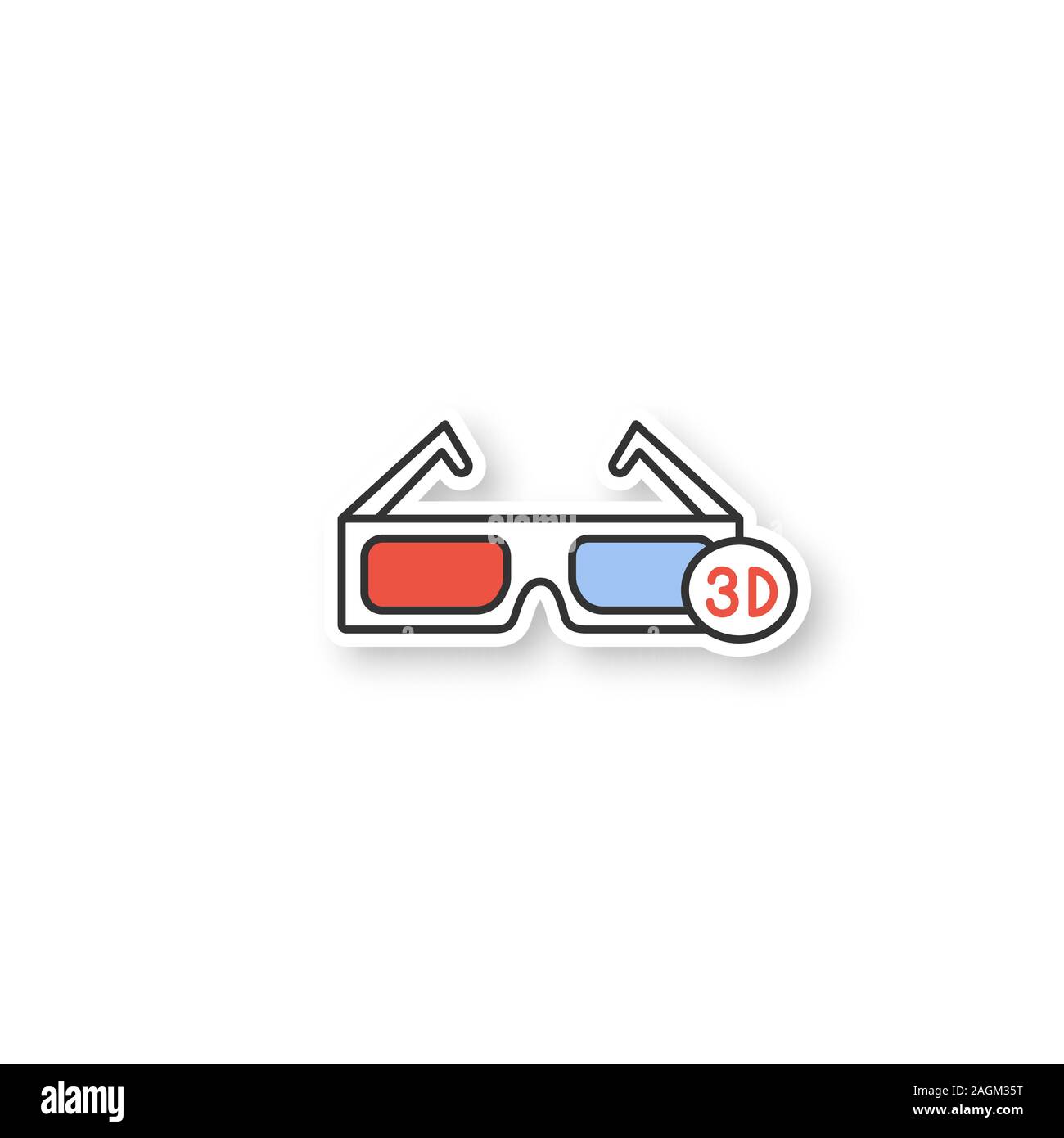 3d Glasses Patch Polarized Anaglyph Glasses Color Sticker Vector Isolated Illustration Stock