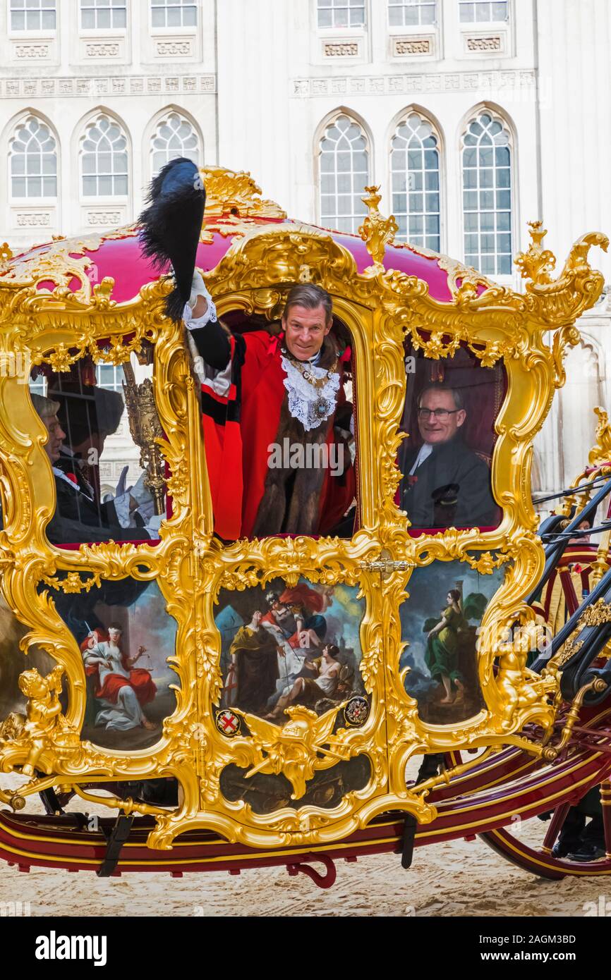 England London City Of London The Guildhall Lord Mayor S Show Portrait Of Alderman William Russell In The State Carriage At The Ordination As Lor Stock Photo Alamy