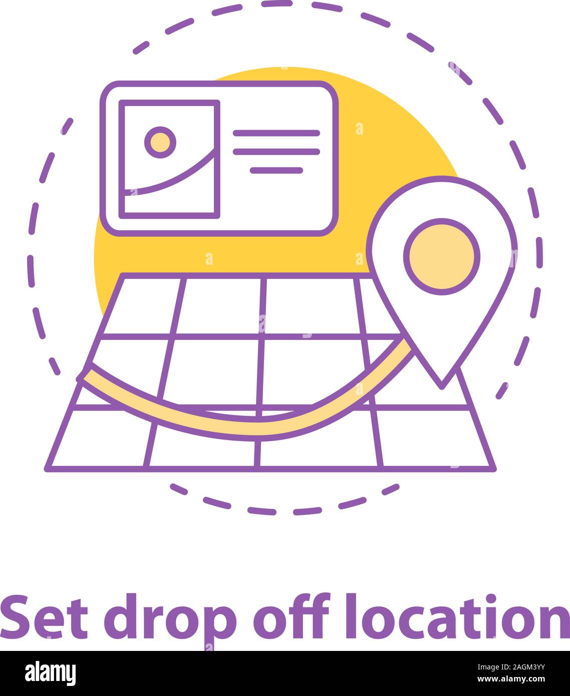Setting drop off location concept icon. Choosing finish destination