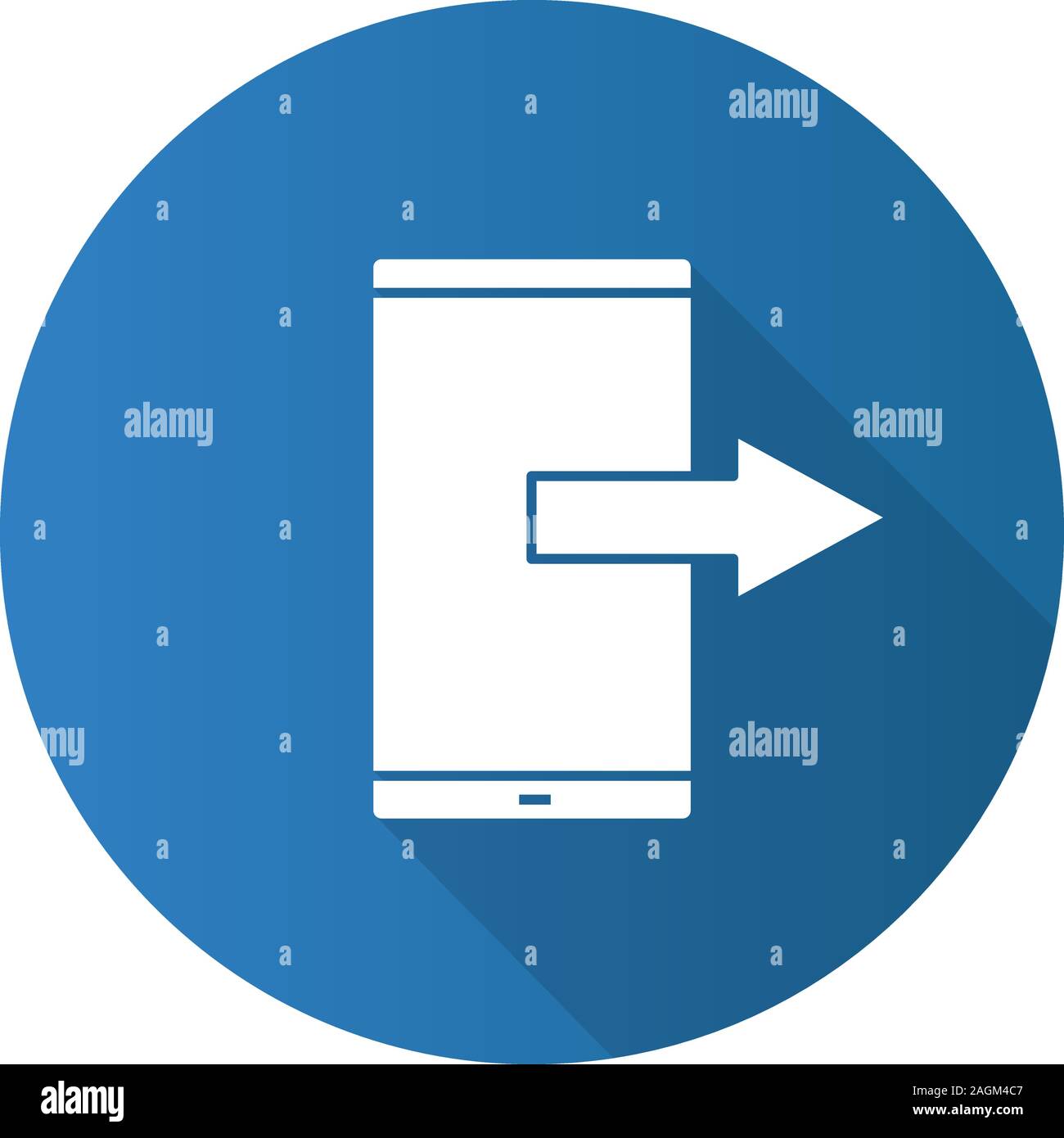 Mobile data transfer flat design long shadow glyph icon. Outgoing call ...