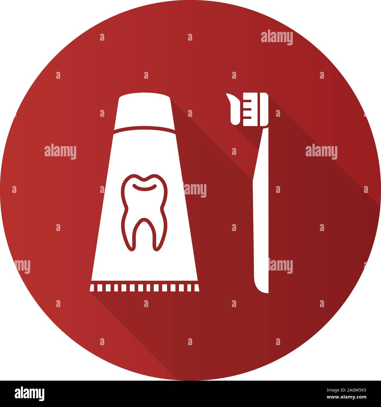 Toothbrush with toothpaste flat design long shadow glyph icon ...