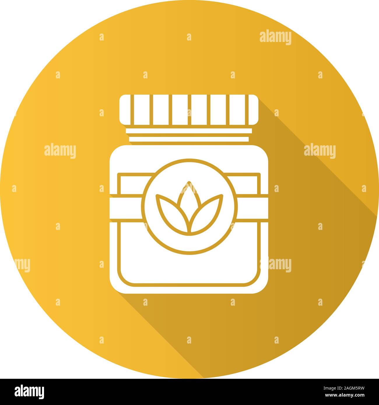 Tea jar flat design long shadow glyph icon. Glass container with lid ...