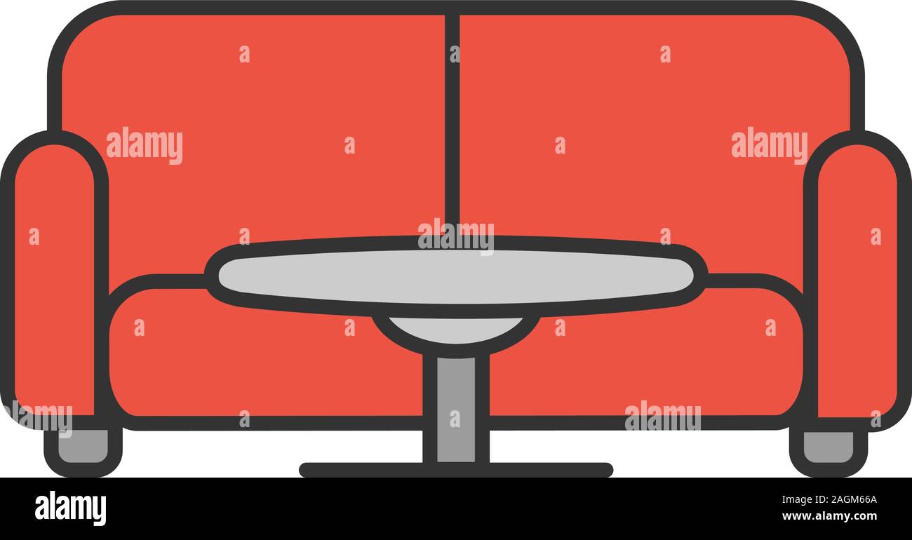 Table and sofa color icon. Waiting hall. Isolated vector illustration ...