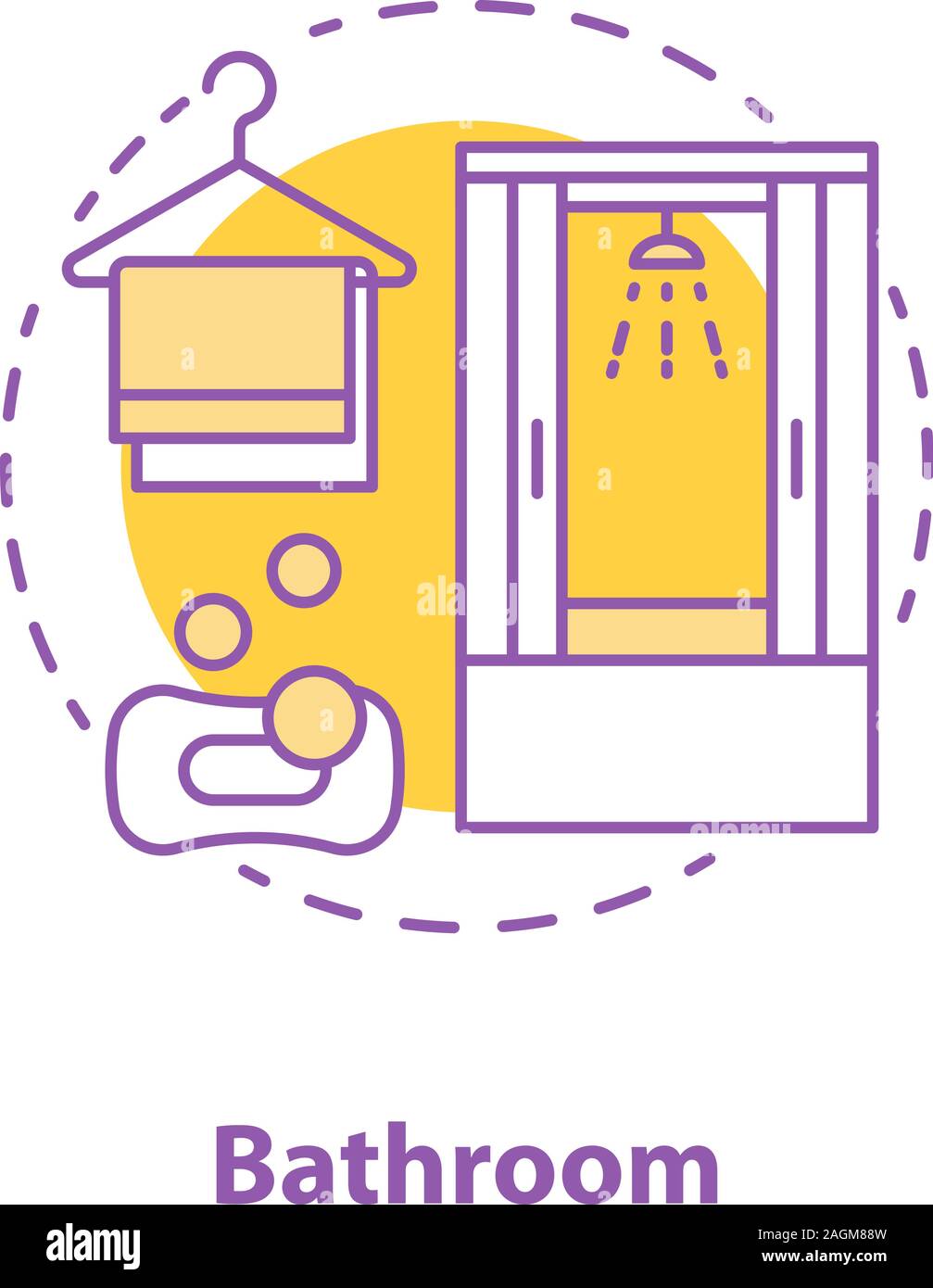Bathroom Concept Icon Bath Accessories Taking Shower Idea Thin