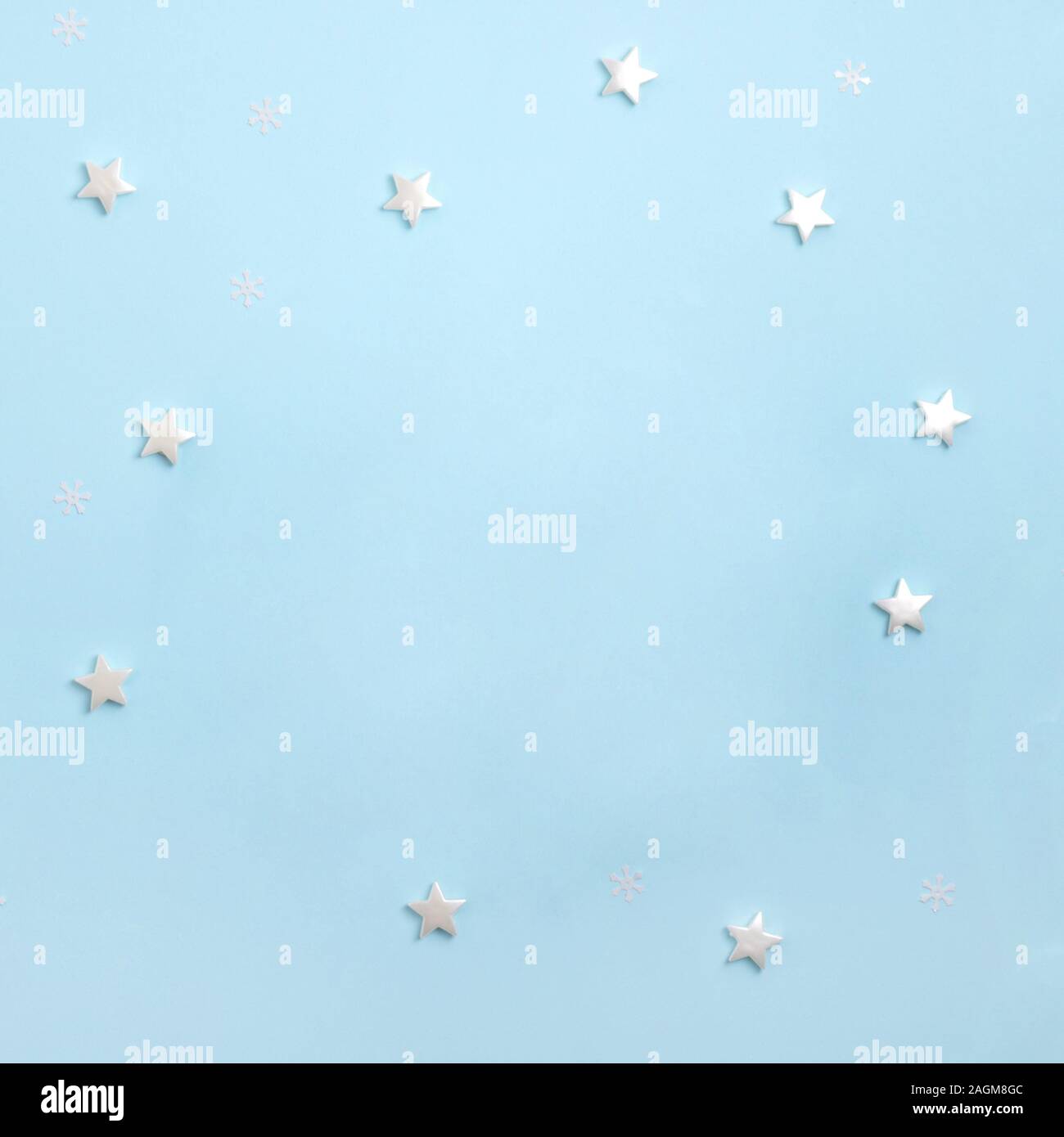 New Year And Christmas Frame Composition On Pastel Blue Background Top View Flat Lay Copy Space Instagram Format Stock Photo Alamy
