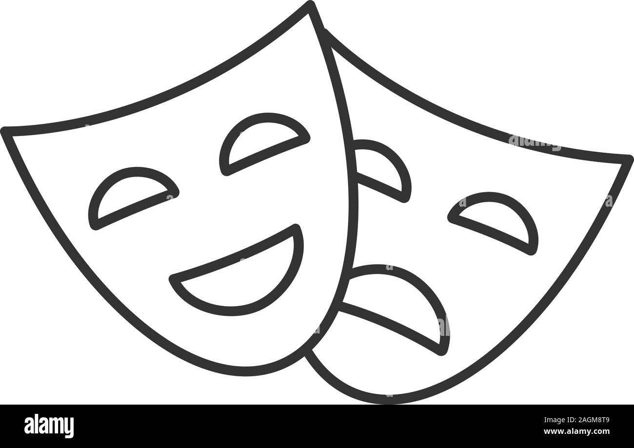 Comedy and tragedy masks linear icon. Thin line illustration. Theater. Drama.  contour symbol. Vector isolated outline drawing Stock Vector Image & Art -  Alamy