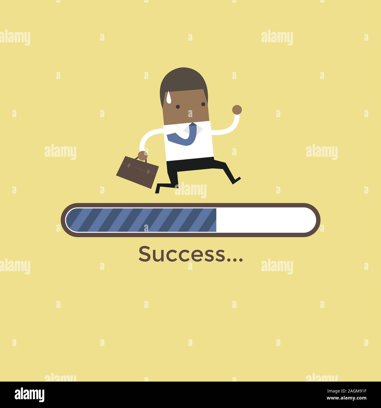 African businessman run on progress loading bar, Success concept Stock ...